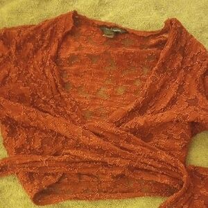 Victoria's SecretElegant Lace Wrap Top in Rust   Vintage 20yrs old